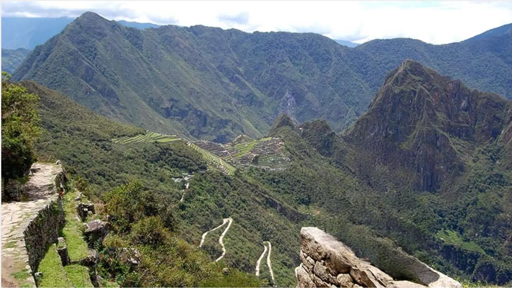 Panoramic view of Machu Picchu from Intipunku Sun Gate